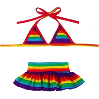 rainbow dog bikini swimsuit doggie bathing dress summer puppy beach bikini set sphynx cat costume pet clothes for small dogs