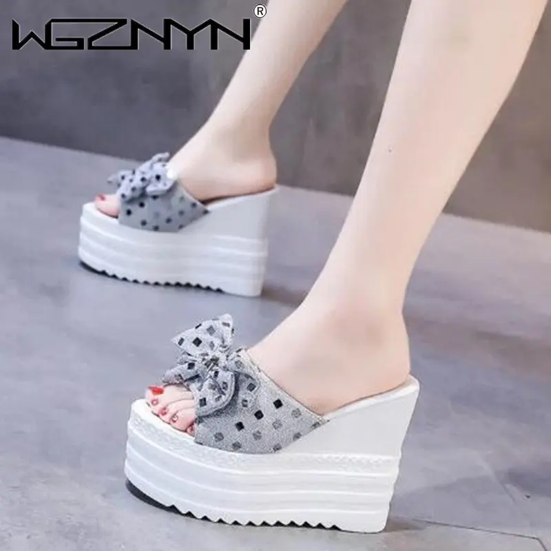 

Женские шлепанцы на танкетке, универсальные пикантные сандалии на толстой подошве, летние шлепанцы, 2023