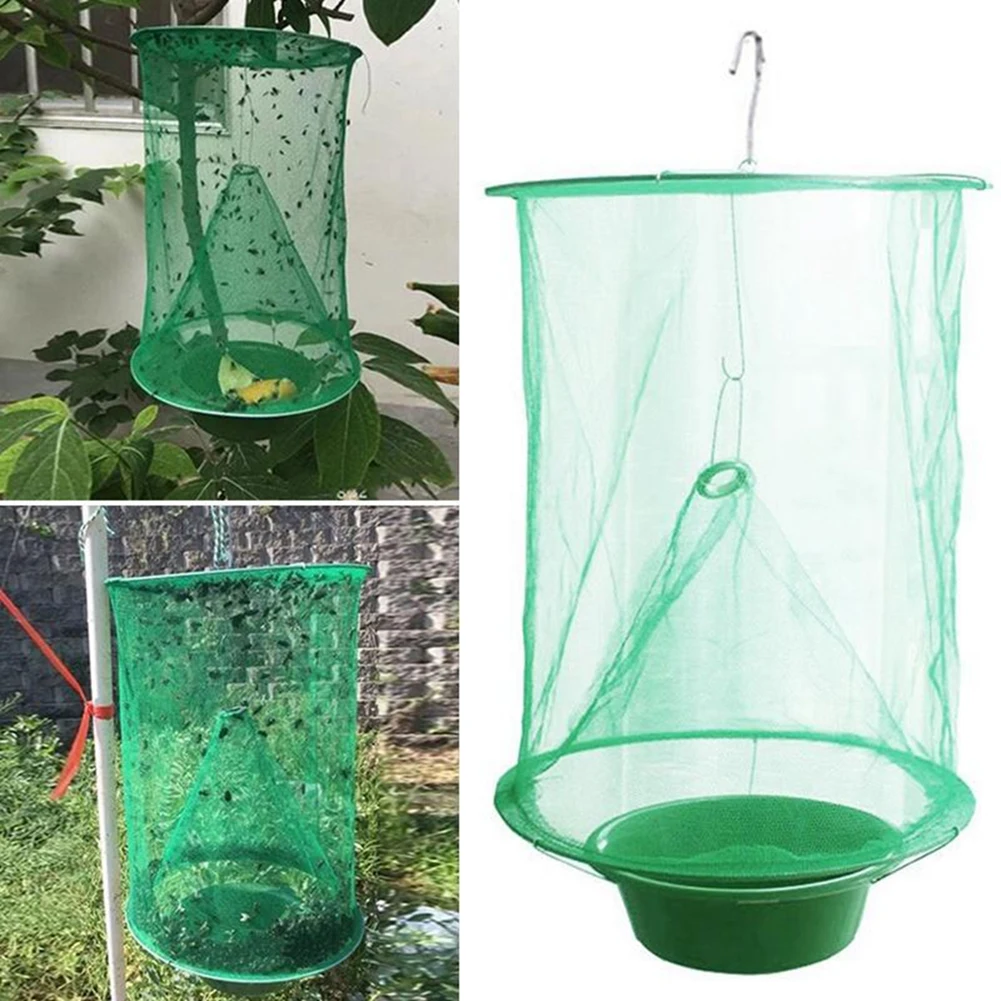 Fly Catcher Foldable Hanging Fly Trap Insect Bug Cage Mesh Net Trap Catching Capturing Mosquito For Ranch Farm Garden Outdoor