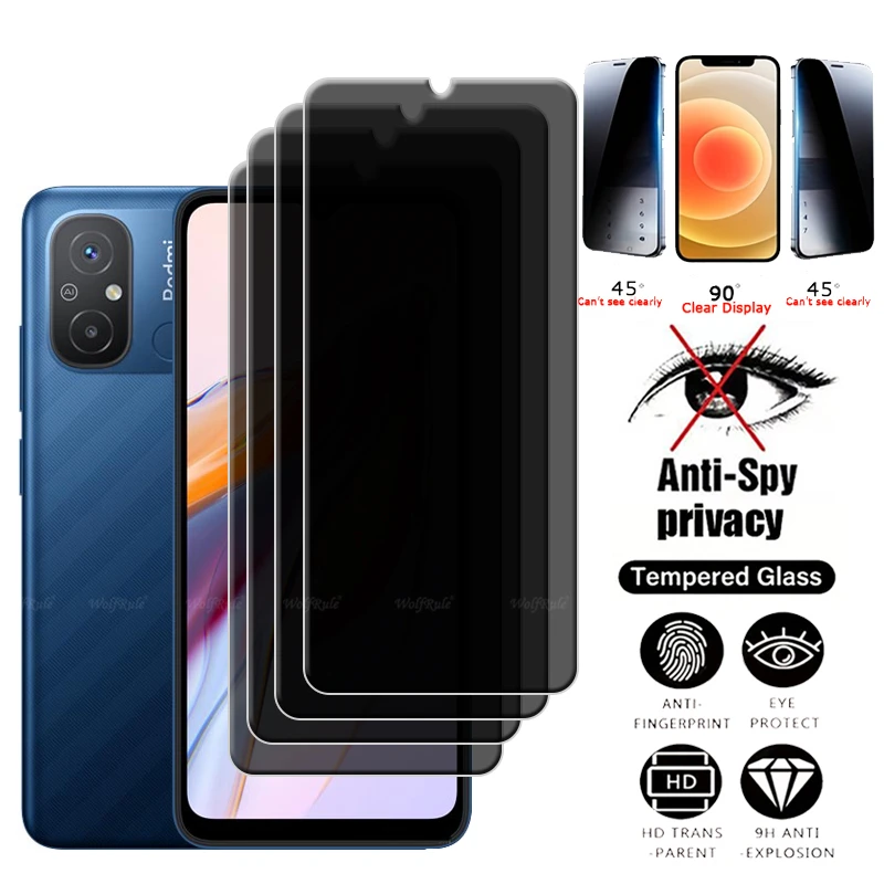 4 шт. для Redmi 12C стекло Xiaomi закаленное защитное 9H HD антишпионская крышка клейкая