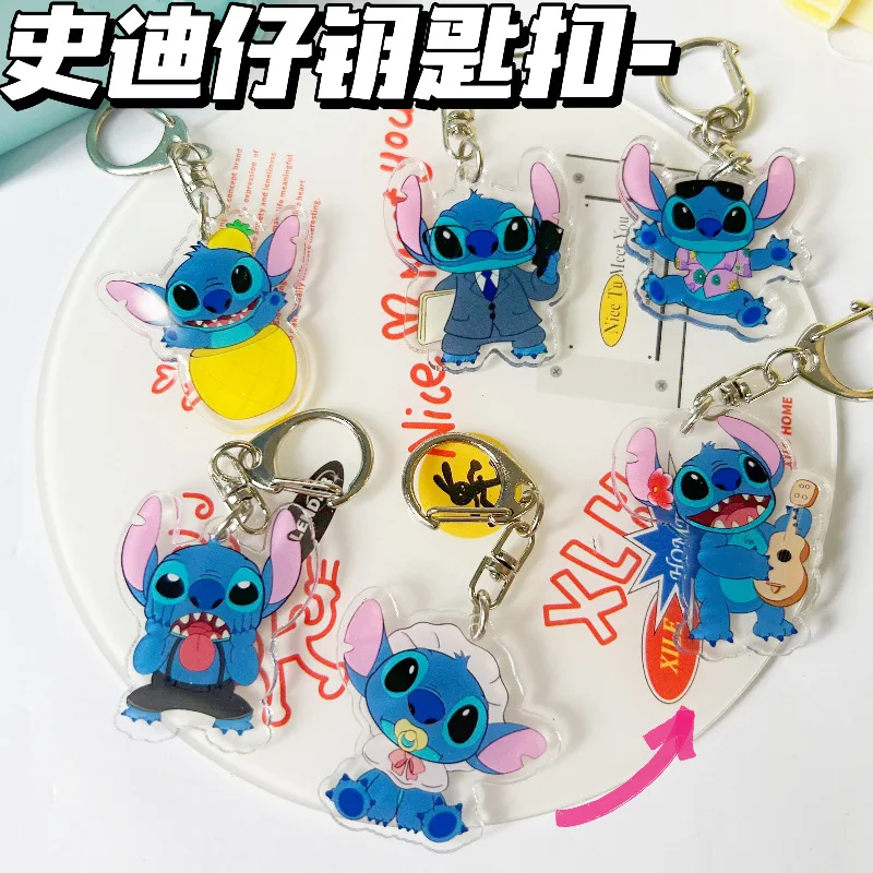 

Kawai Disney Cartoon Stitch Creative Acrylic Keychain Student Backpack Pendant Couple Decoration Children's Holiday Gift