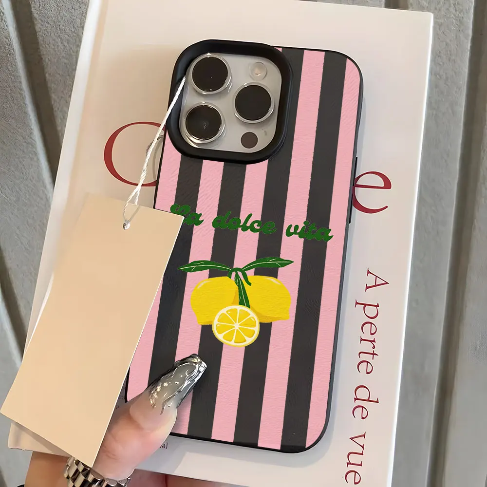 Фото Мягкий чехол для телефона с узором «Сладкий желтый лимон» и личи для iPhone 11 12 13 14 15 16 17 Pro Max 15 Plus Air X Xs XR, противоударный №5