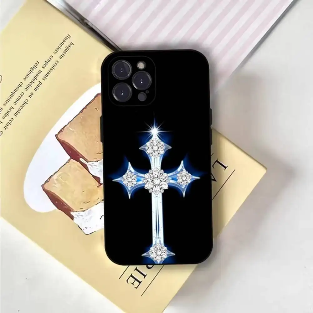 Фото Чехол для телефона Gothic Cross Skull Y2K для iPhone 6,17,16,15,14,13,12,11 Plus,Pro Max,XS,XR,SE,Mini,8,7,мягкий силиконовый черный чехол №4