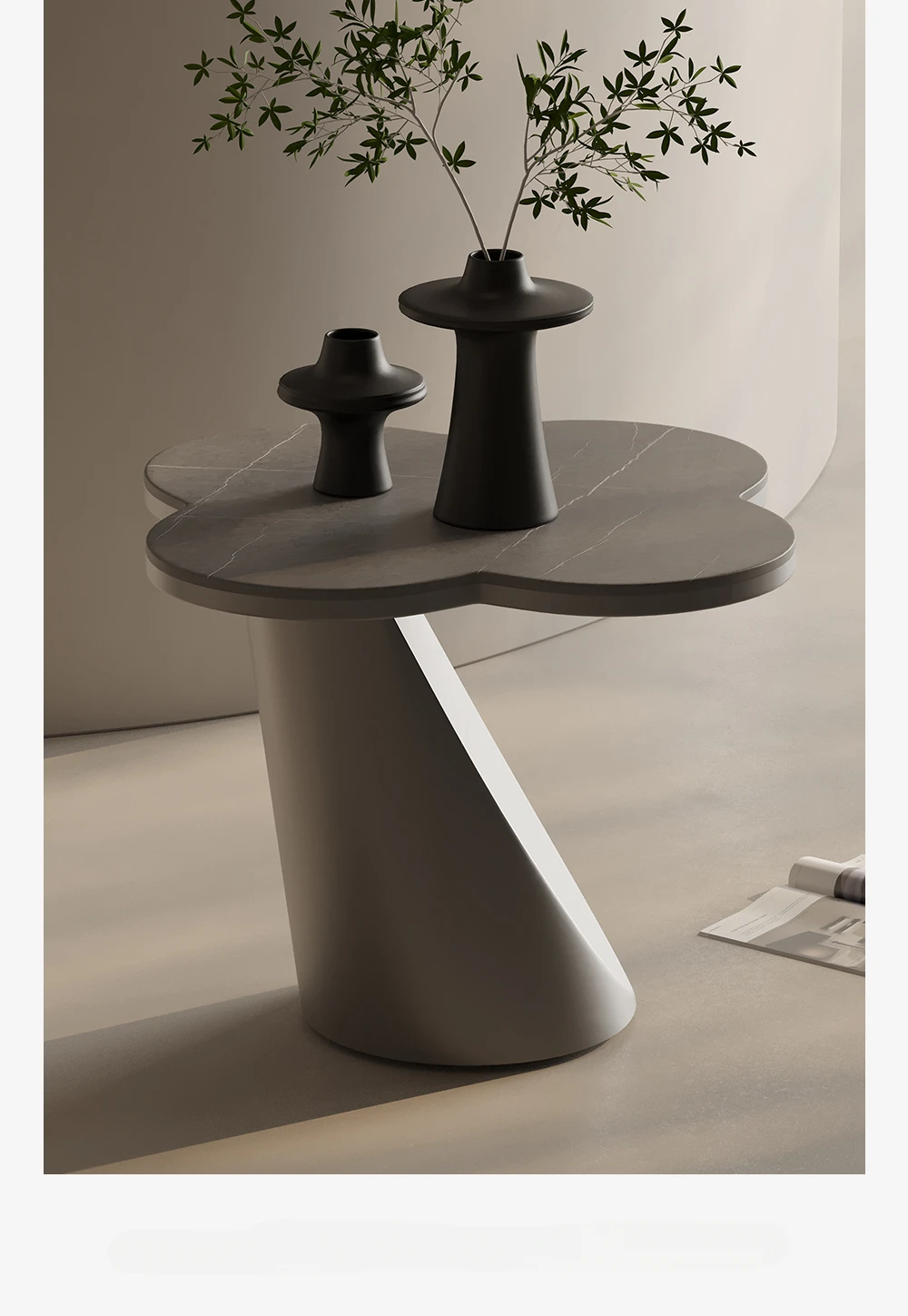 Designerski model sofy z kamiennej płyty o specjalnym kształcie Mały stolik kawowy Prosty narożny ze stali nierdzewnej