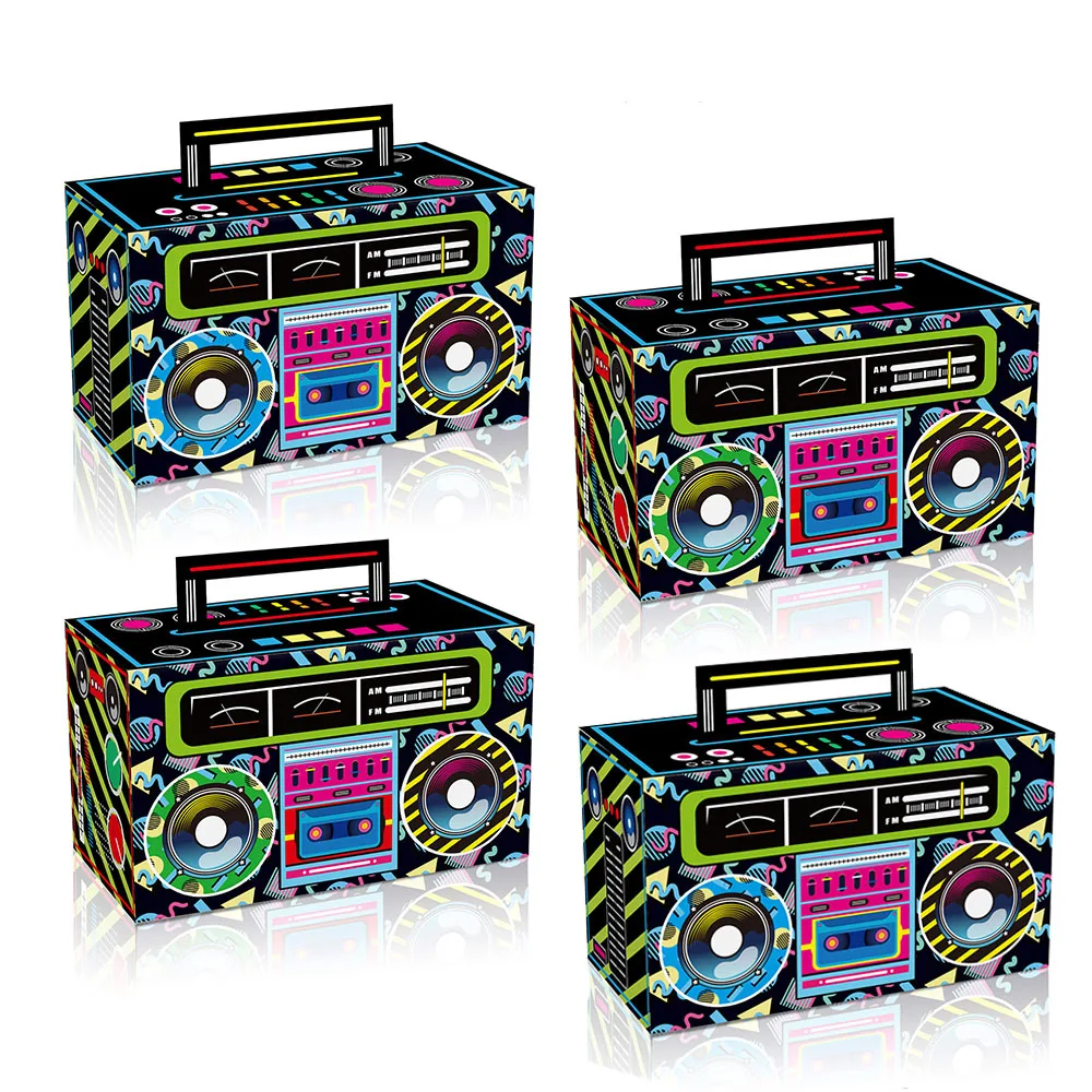 2pcs 80s 90s Party Boombox Boxes Retro Radio Cassette Goodie Boxes Novelty Boom Box Favor Gift 1980s Theme Hip Hop Party Decor