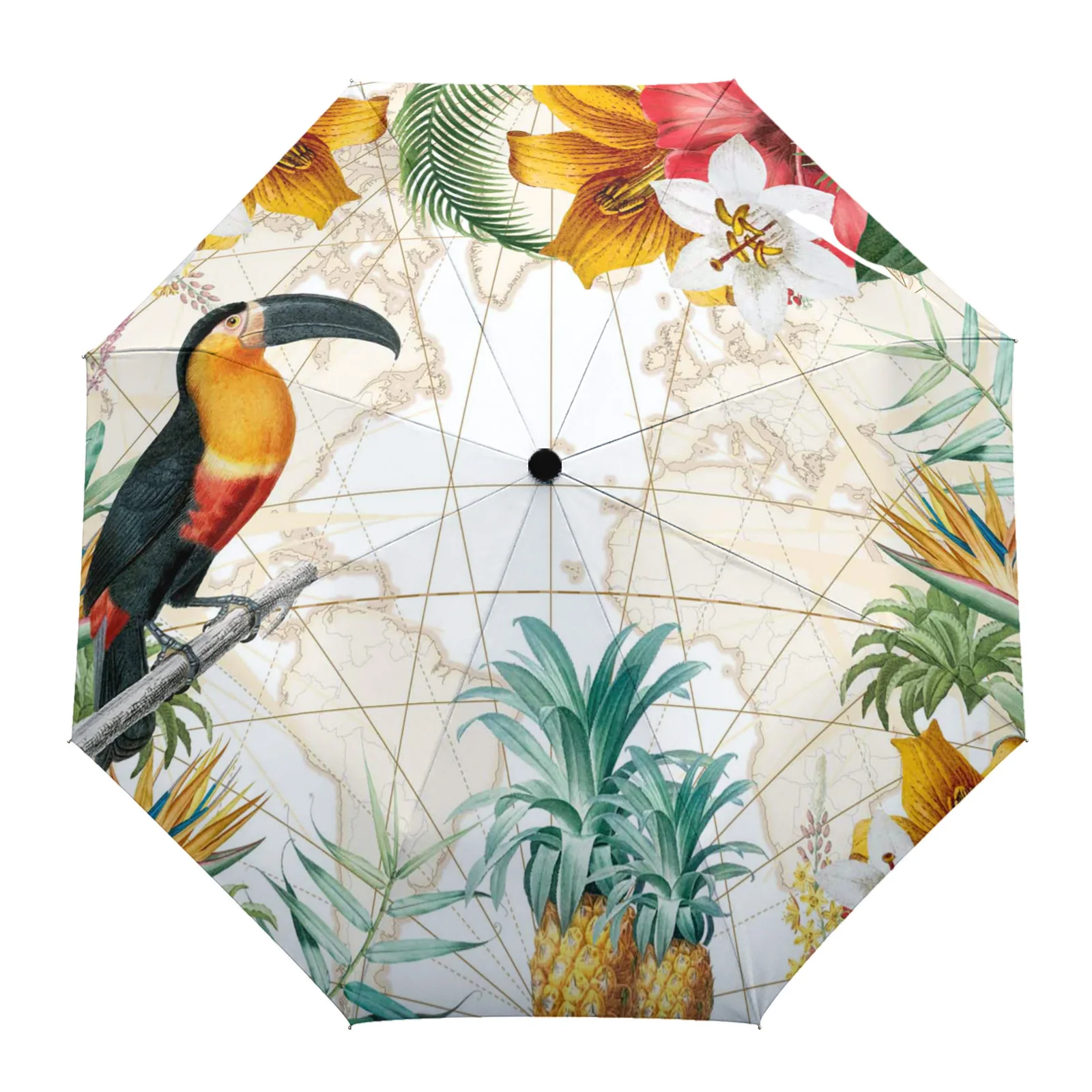 

Plant Animal Flower Map Tropical Rain Umbrella Folding Sun Umbrella Outdoor Sunscreen Anti-UV Parasol Female Male Umbrellas