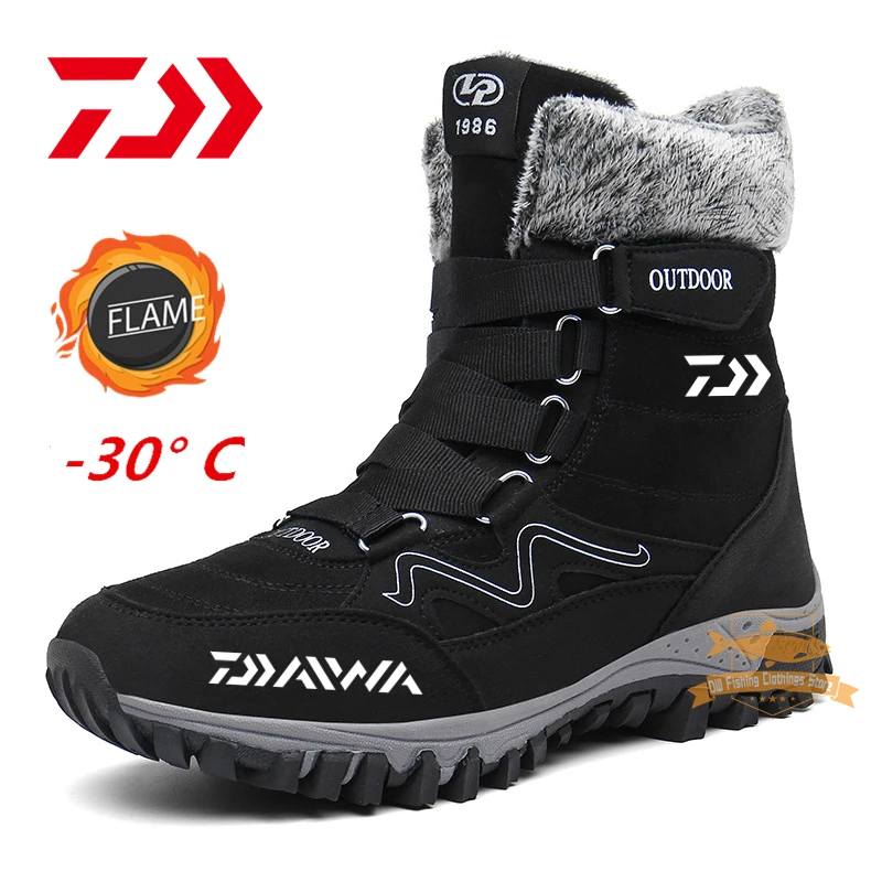 

DAIWA Fishing Shoes Men Winter Plus Velvet Cold-resistant Warm Non-slip Waterproof Snow Boots Outdoor Sport Skiing Hiking Shoes