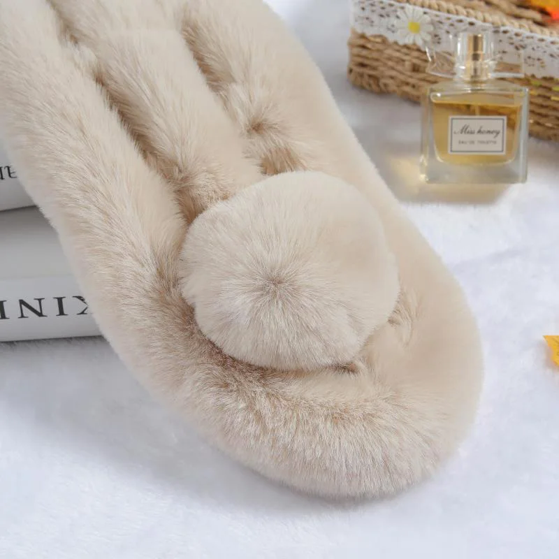 Женский шарф из искусственного кроличьего меха зимний теплый шейный платок