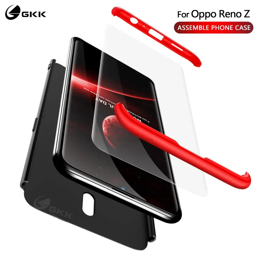 

GKK Case for OPPO Reno Z Case 360 Full Protection With Tempered Glass 3 in 1 Matte Hard Cover For OPPO Reno Z Case Coque Fundas