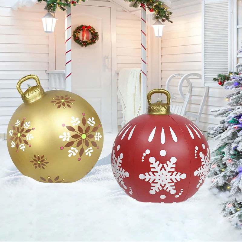 

Надувной шар из ПВХ 60 см с принтом, украшенный рождественским большим шаром, Рождественское украшение, украшение для дома и улицы, гигантски...