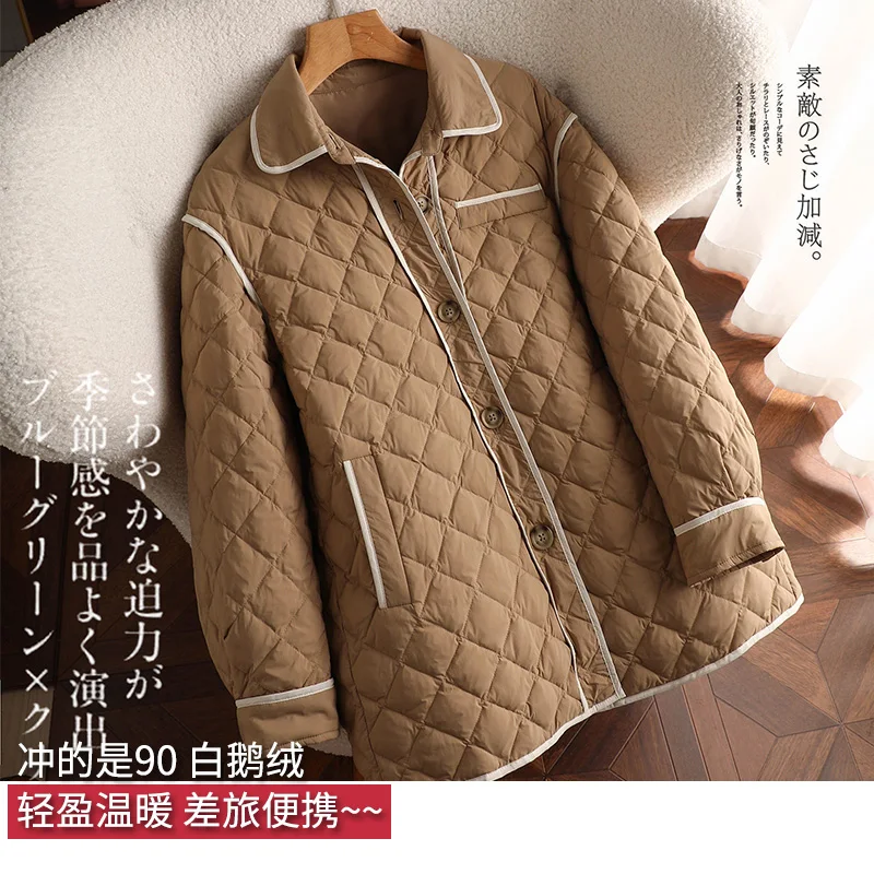 High-quality Abrigos Mujer Invierno 2022 90% White Goose Down Long Autumn/Winter Vintage Thin Down Jacket Women Coats
