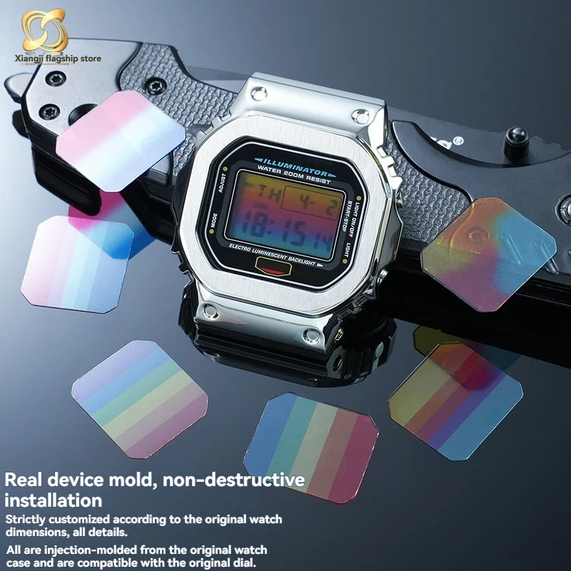 Фото Для Casio: пленка высокой четкости для модификации экрана серии DW5600/5610 GWM-B5000/GM5600, меняющая цвет, с эффектом зеркала №2