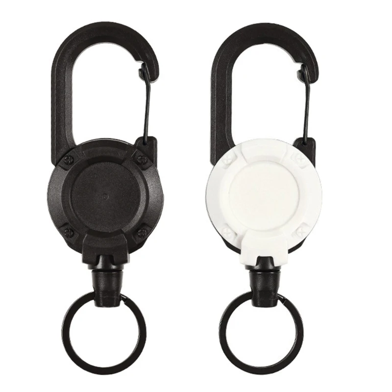 

Backpack Keychain Belt Clip Convenient Spring Buckle White Black Outdoor Automatic Telescopic Buckle Easy to Pull Button