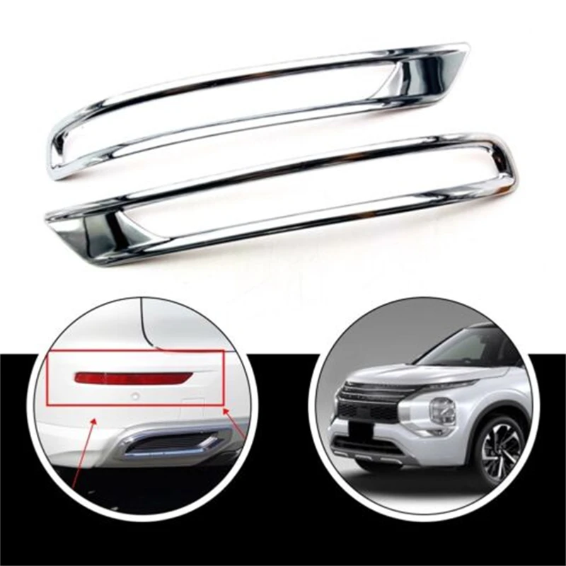 

For Mitsubishi Outlander 2022 2023 Chrome Rear Fog Light Fog Lamp Cover Trim Bumper Protector Car Styling Decoration