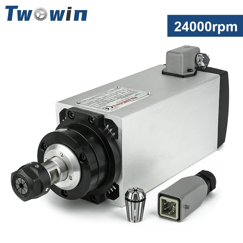 

TWOWIN 2.2KW Air Cooling CNC Spindle Motor 24000rpm ER20 Collet 220V 6A 400Hz Motor for Milling Engraving Machine Router