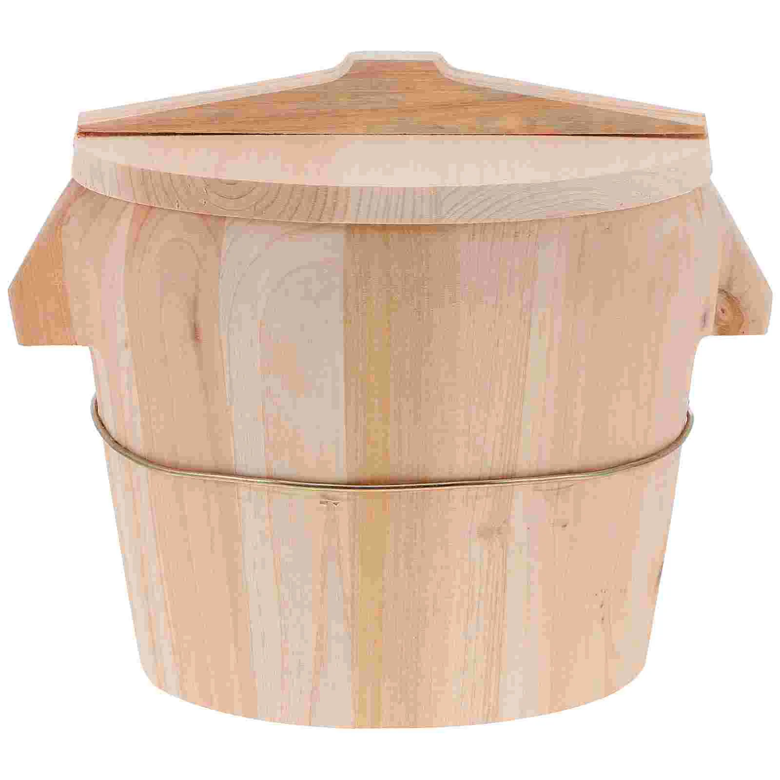 

1Set Lidded Wooden Rice Steamer Unique Steamed Rice Bucket for Kitchen