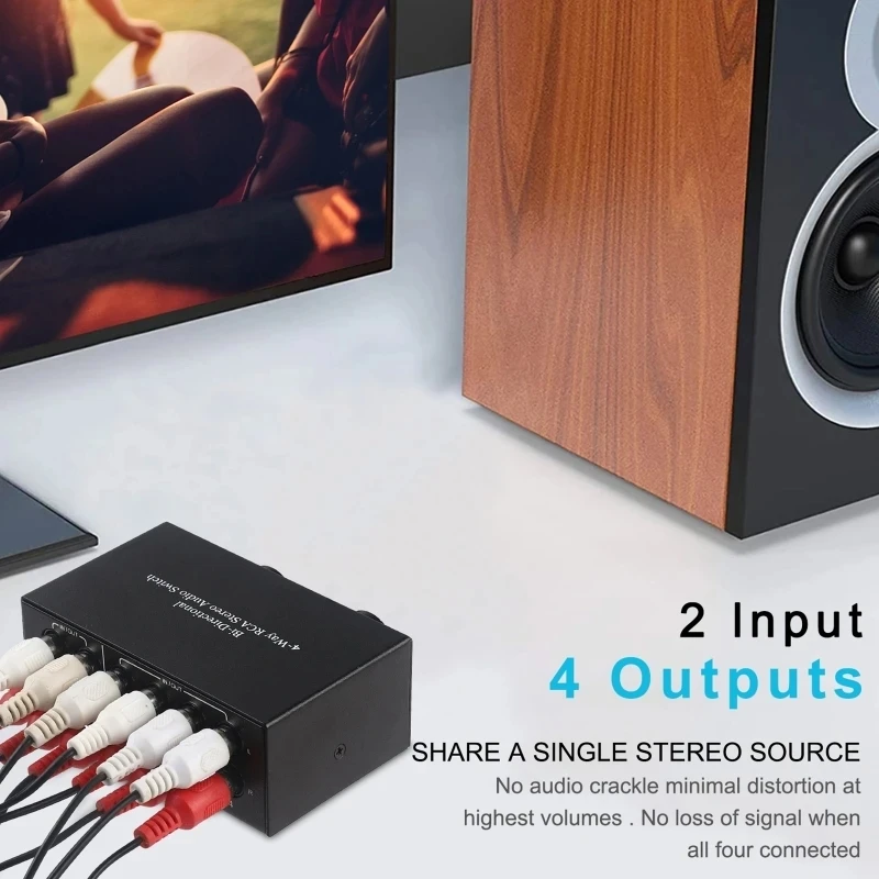 Фото Новый 2/4 порта AV RCA аудио-видео переключатель AV-сигнал RCA композитный разветвитель селектор для STB TV DVD-плеер XBOX PS2 AV-переключатель №4
