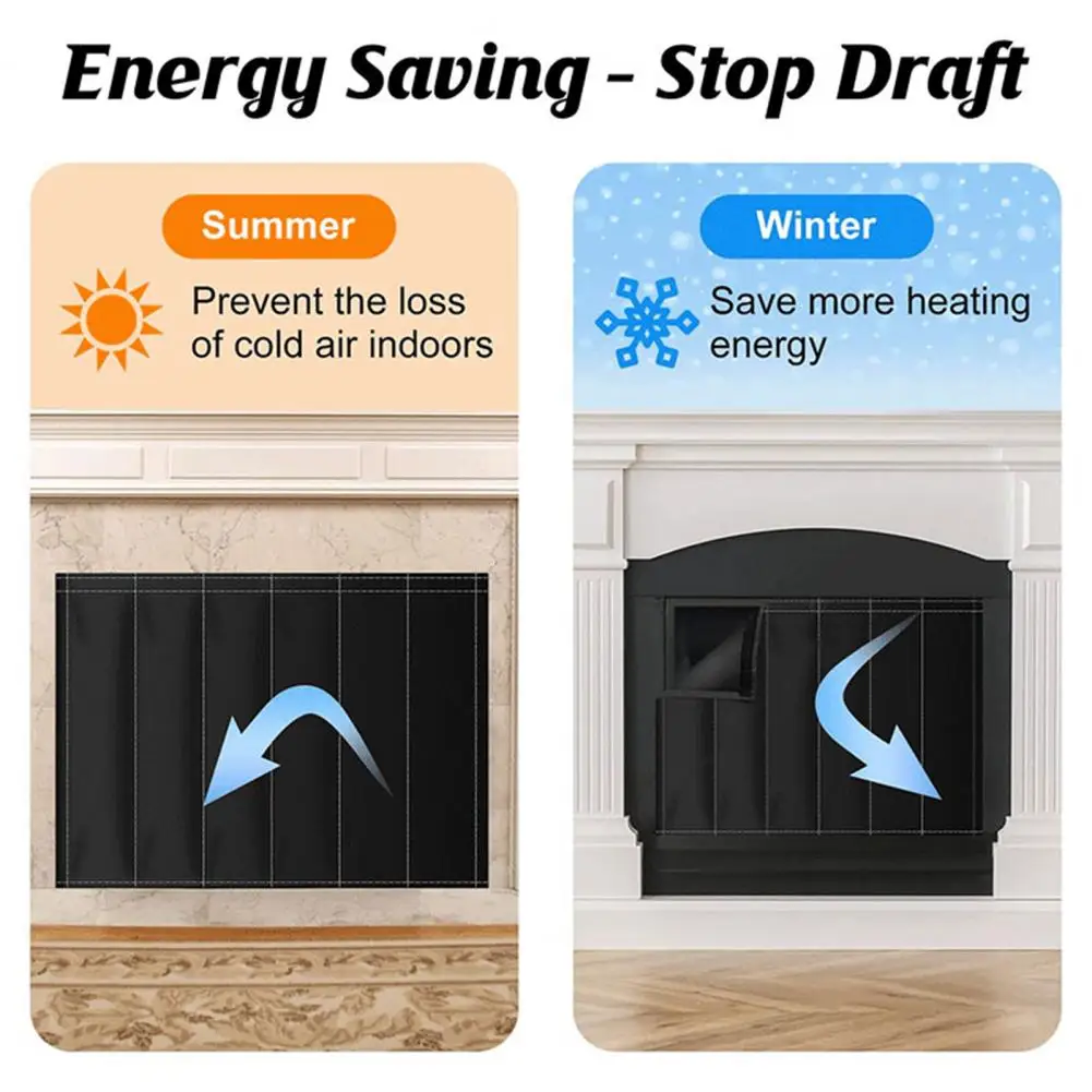 

Thickened Inner Layer Practical Fireplace Draft Stopper Energy Saver Oxford Cloth Fireplace Cover Windproof for Home