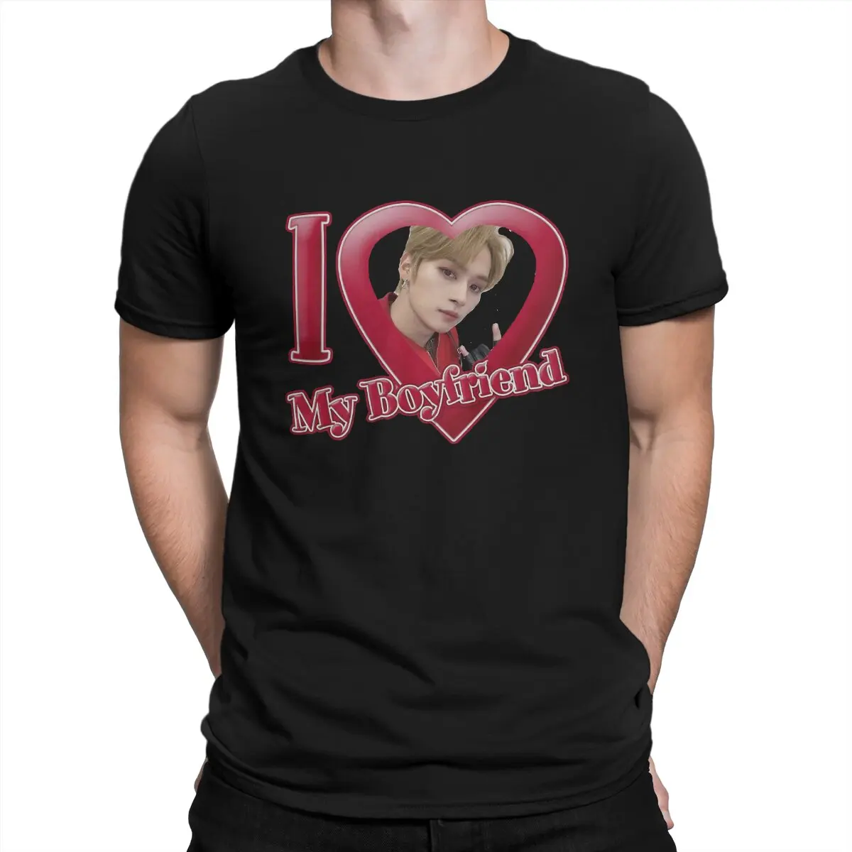 

Stray Kids Lee Know I Love My Boyfriend Men TShirt Member of South Korean Stray Kids Crewneck Short Sleeve 100% Cotton T Shirt