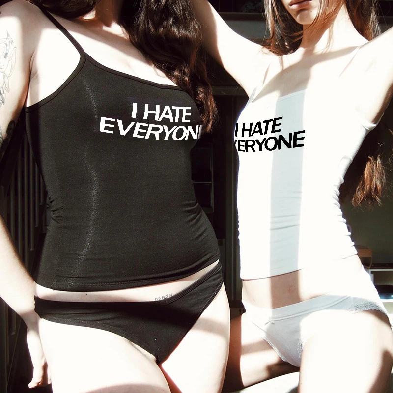 Женский укороченный топ I HATE All футболка с коротким рукавом и графикой в