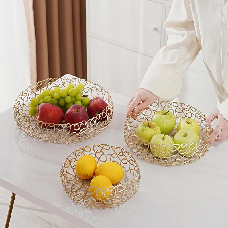 

Metal Fruit Baskets Vegetable Storage Bowls Kitchen Eggs Holder Snacks Container Nordic Food Display Tray Simple Iron