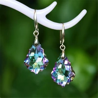 2022 new austrian crystal drop earrings for women color baroque leaf fashion silver needle earrings charm jewelry dropshipping