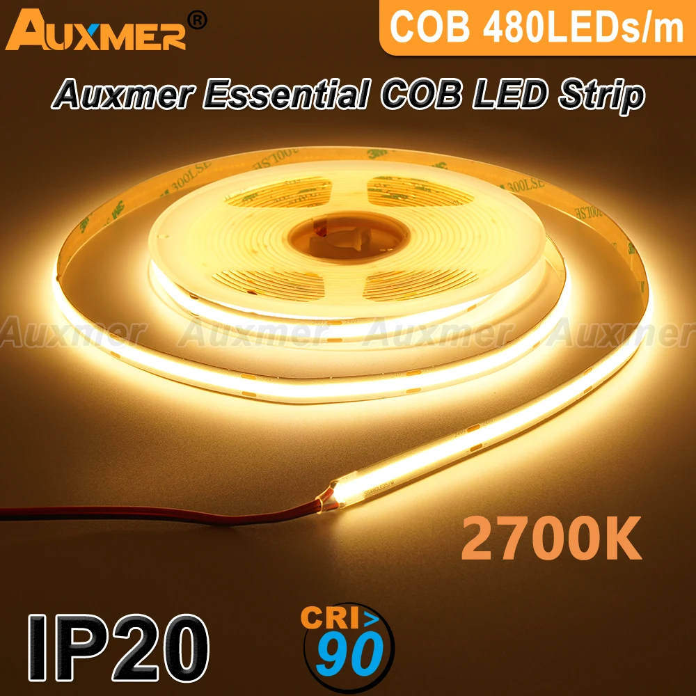 Auxmer Светодиодная лента COB 480 светодиодов/м 24В  IP20