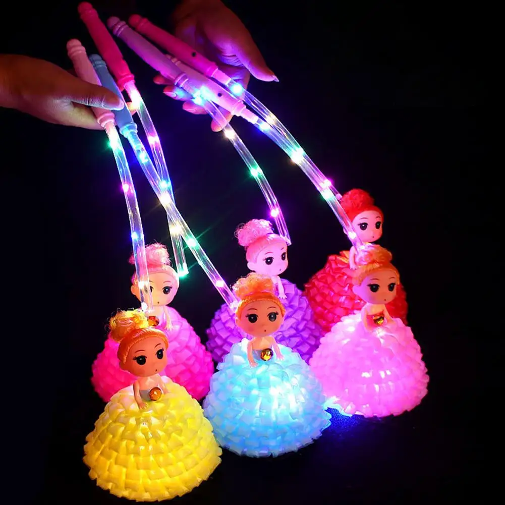 

Cute Luminous Dolls Glowing Toy for Girls Handle Lantern LED Lighting Cartoon Doll Light Hanging Pendant Toy Birthday Party Gift