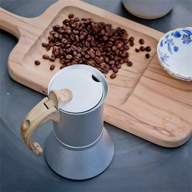 

300ML Coffee Pot Coffee Maker Moka Pot Food Grade Aluminum Coffee Maker Covered Bottom Coffee Pot Induction Cooker Heating