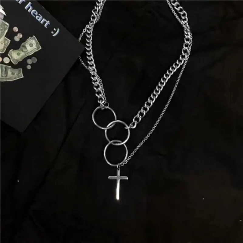 

Circle Cross Necklace for Women 2021 New Trend Fashion Titanium Steel Pendant Choker Necklace for Men Aesthetic Hip Hop Jewelry
