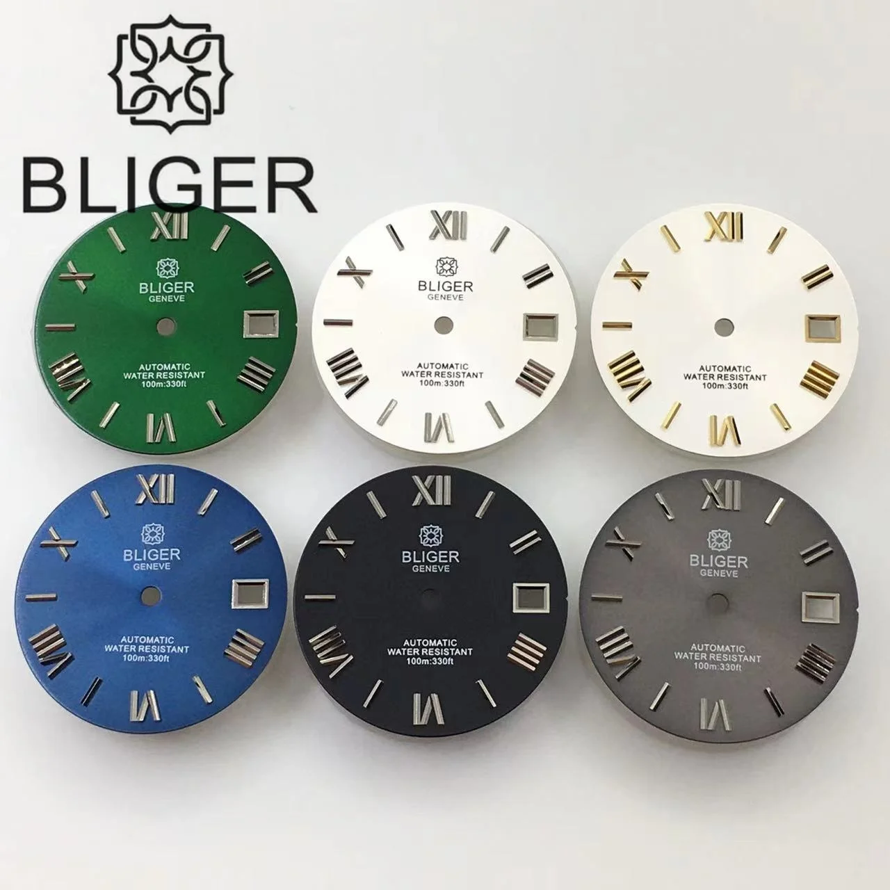

BLIGER 29mm black blue green white gray watch dial fit NH35 movement