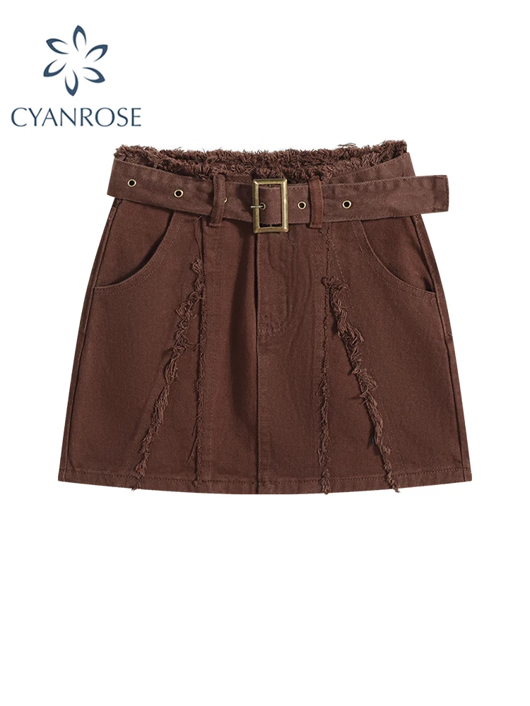 

2023 Women Summer Vintage Denim Skirts Streetwear Y2k Skirt Harajuku Korean 2000s Fashion Clothes High Waist A-line Jean Skirt