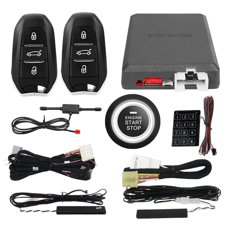 

EASYGUARD Plug & Play CAN BUS fit for 15-18 Peugeot 308 push start button PKE car alarm system remote auto start push starter