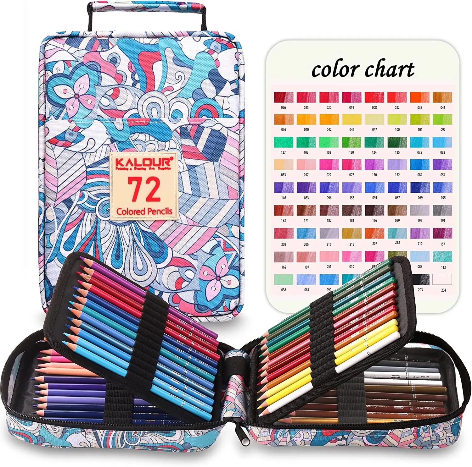 Kalour Premium Colored Pencil for 72pcs Set Lead with Zipper
