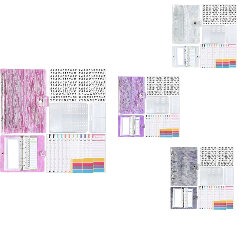 

38Pcs Budget Organizer Binder Cash Envelope System, Alphabet Stickers,Budget Sheets,A6 PVC Bags,for Money Planner