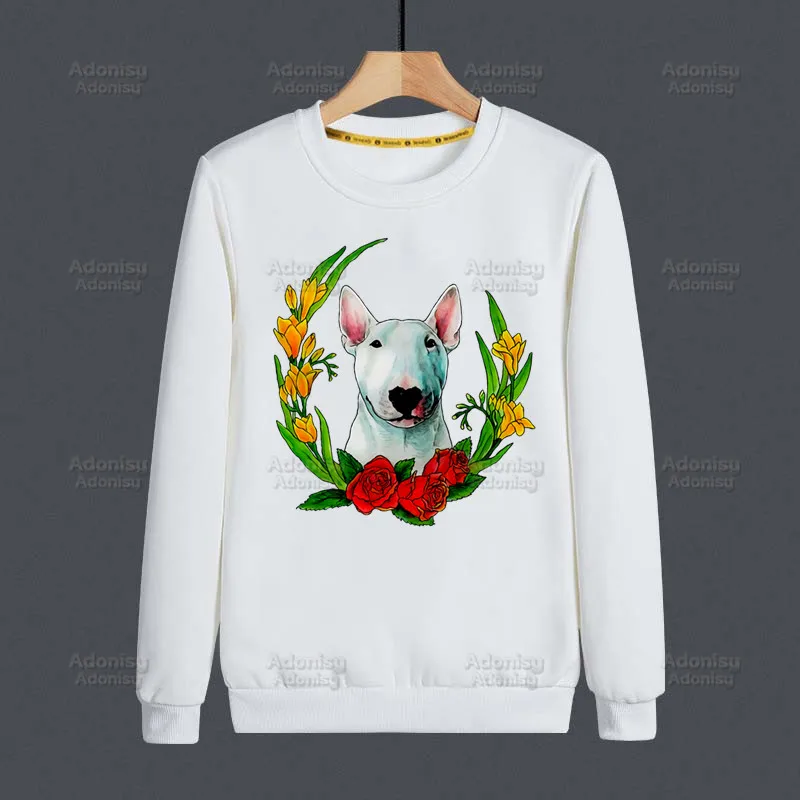 

Bull Terrier Group Cute Pet Dog Logo Funny Men Hoodies Autumn Sweatshirt Men Hip Hop Hoodie Classic Hoody Tops White