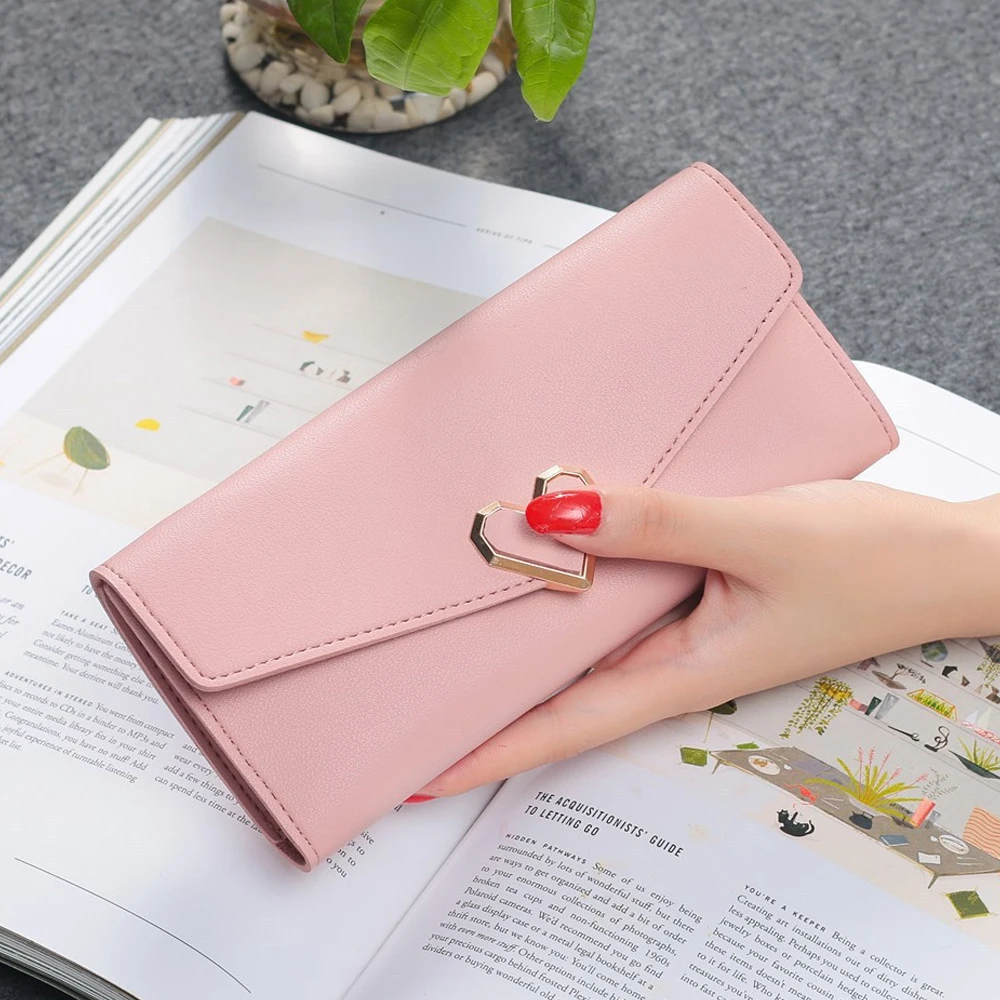 

Fashion Long Women Wallet Luxury Design Solid Leather Money Coin Bag Lady Card Holder