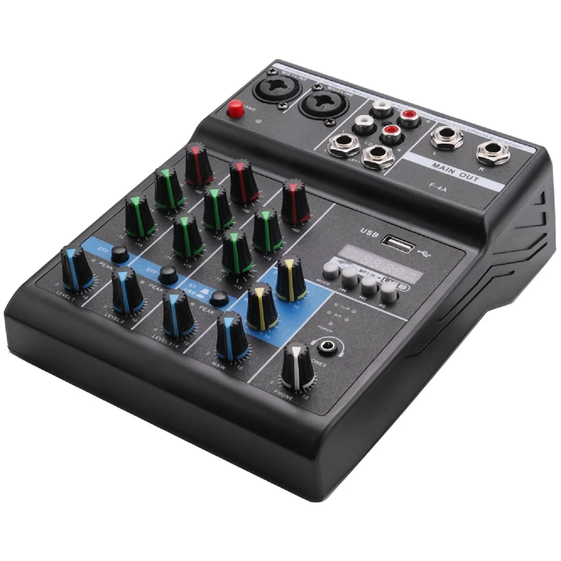 

Portable Audio Mixer Professional 4 Channel Bluetooth Mixer DJ Console With Reverb Effect For Karaoke USB Live Stage KTV