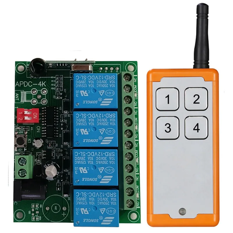 433 МГц Ndustriальный DC 12 В 24 4CH RF беспроводной пульт дистанционного управления