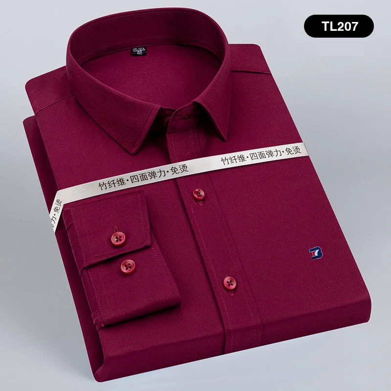 Top Quality Men Dress Shirt Male Formal Button-Down Collar Shirt Fashion Style Spring&Autumn Men's Business Dress Plus Size