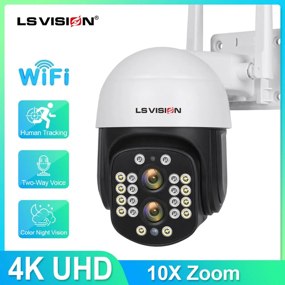 

IP-камера системы видеонаблюдения LS VISION, 4K, 8 Мп, 10X зум, Wi-Fi