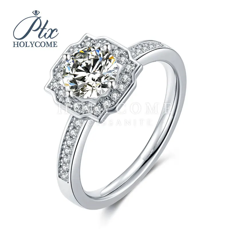 

Горячая Распродажа 6,5 мм круглый вырез D Цвет VVS1 четкость посеребренное 18K золото Муассанит кольцо holycome reddit GRA сертифицировано