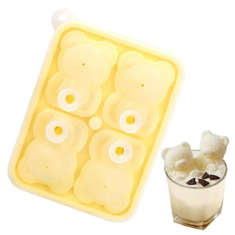 

Bear Ice Mold Novelty Bear Ice Cube Tray 4 Giant 3d Fancy Bear Shape Silicone Funny For Chilling Cocktails