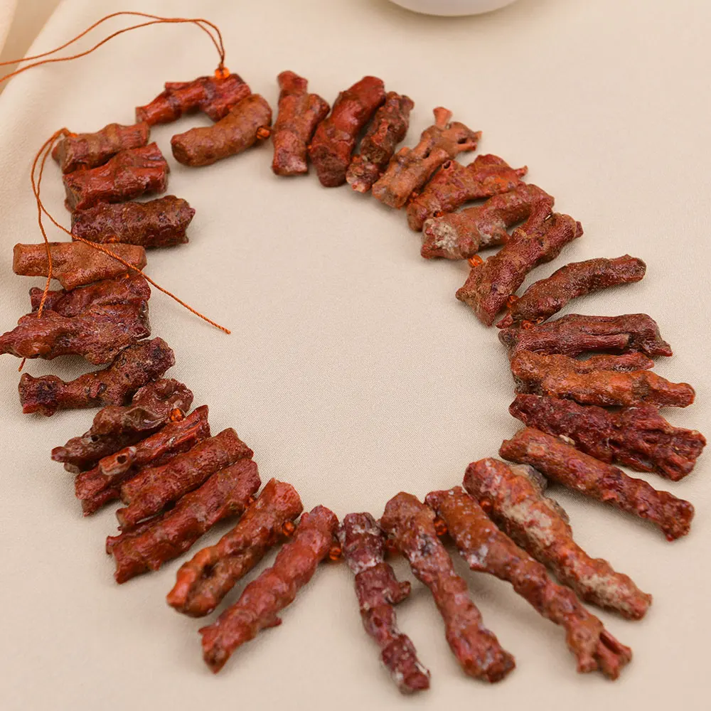 APDGG Большие натуральные красные оранжевые коралловые ветки сверху просверленные