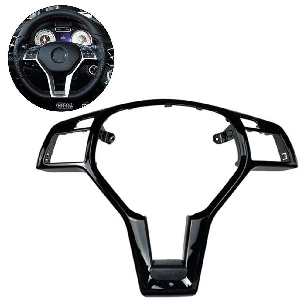 

Durable 1x Steering Wheel Trim Cover For Mercedes For Benz Gloss Black Replacement ABS Plastic For Benz C218 CLS-CLASS