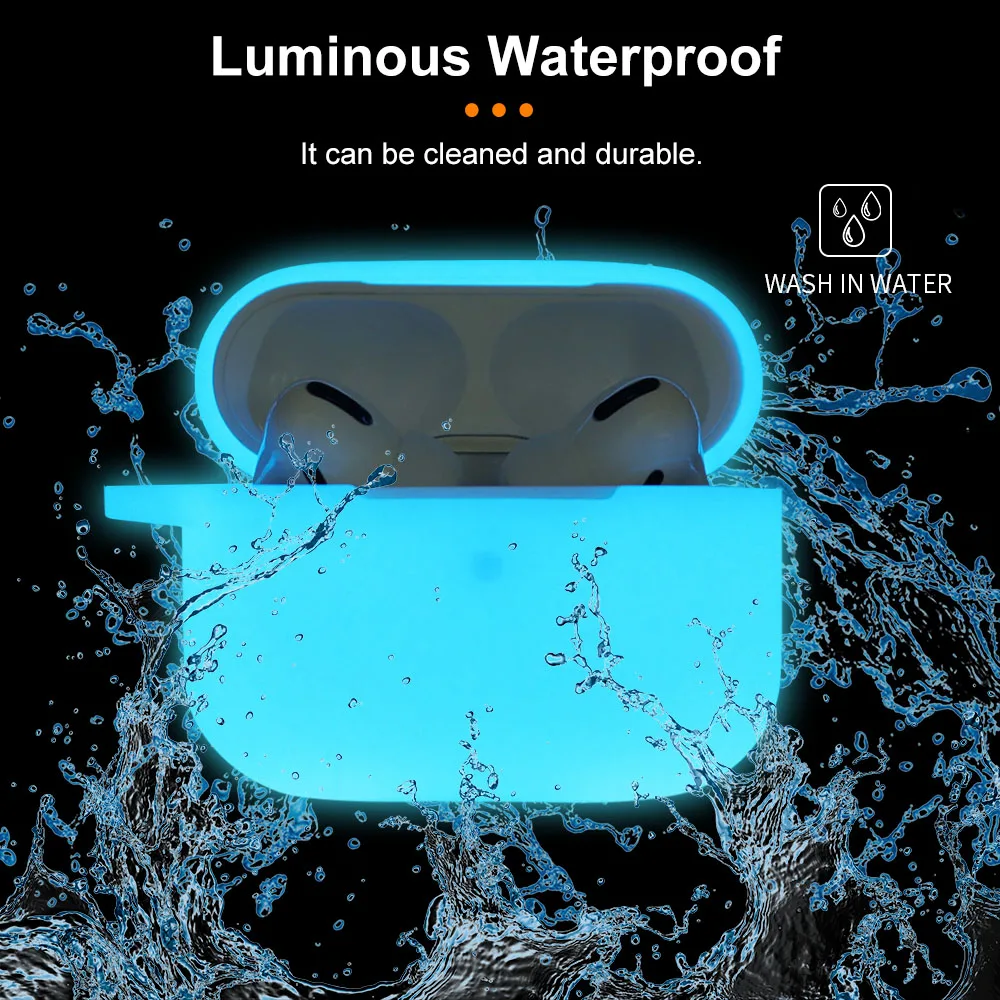 

Защитный чехол для Apple Airpods Pro, светящийся силиконовый чехол для Air Pods Pro, светящийся в темноте противоударный защитный чехол для наушников