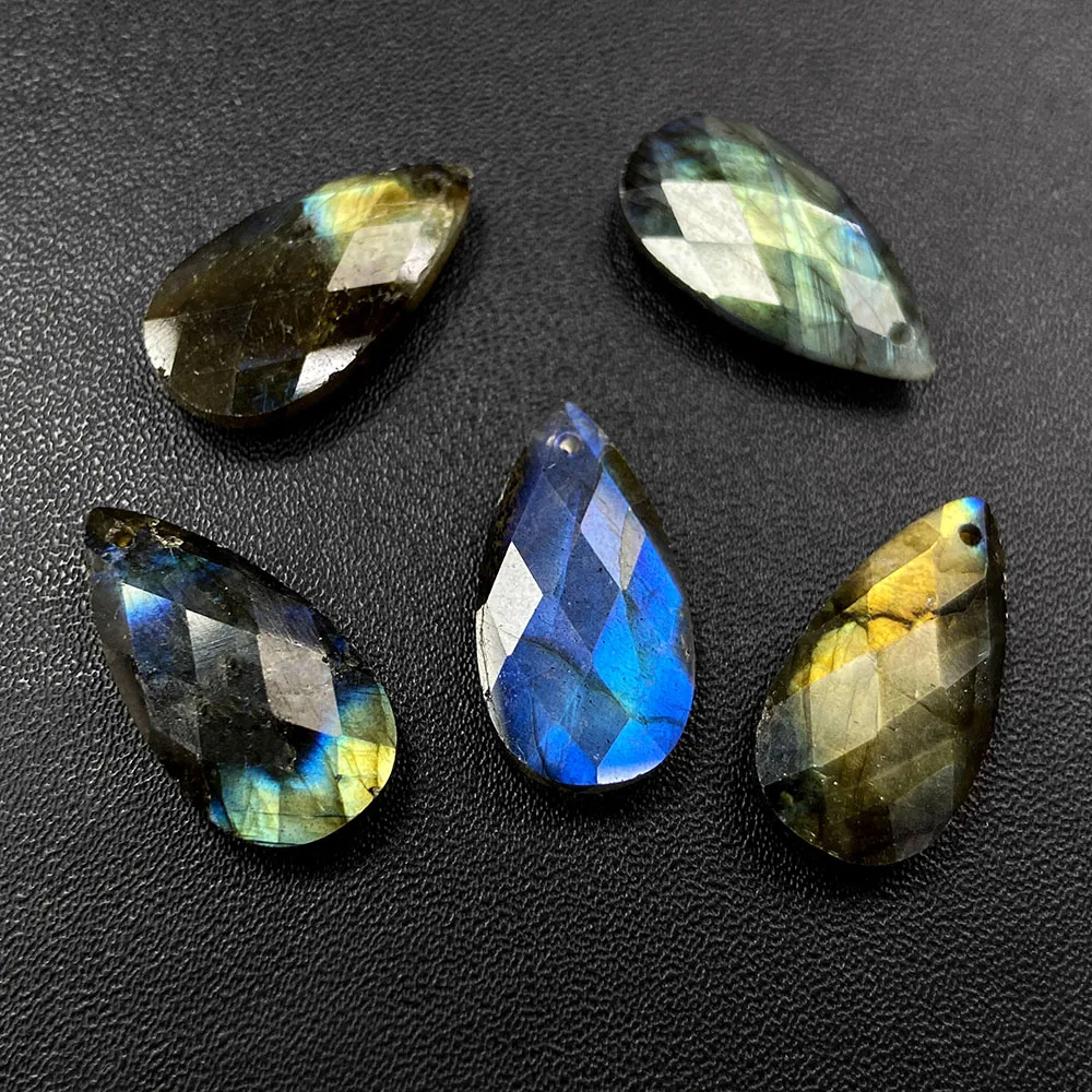 

Fashion Water Drop Natural Gem Stone Charm 13x25mm Faceted Labradorite Howlite Beads Pendant with Holes for Jewelry Making DIY