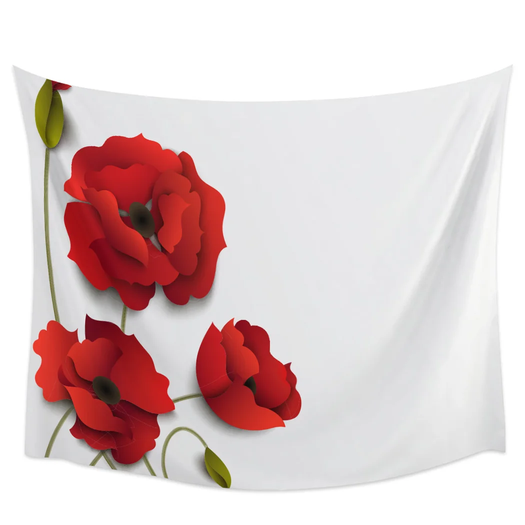 

Red Poppy Flower Tapestry Background Wall Covering Home Decoration Blanket Bedroom Wall Hanging Tapestries