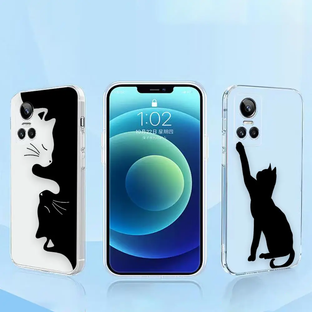 

Clear Phone C21 Case For REALME C35 C31 C25Y C21 C20 C12 C21Y C11 C3 C2 9 8 8I 7 7I 6 5 PRO PLUS 5G Case Cute Black Funny Cat