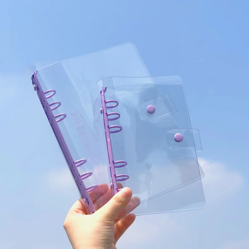 

Color A5 A6 Loose Leaf Cover-Photo Organizer Diary-Paper Transparent Case Binder Agenda Stationery Supplies